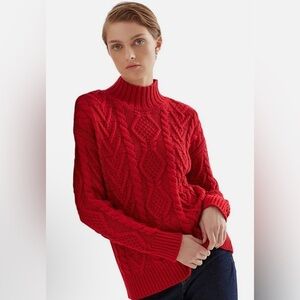 Lauren By Ralph Lauren Black Label Red Cable Knit Sweater Size Medium
